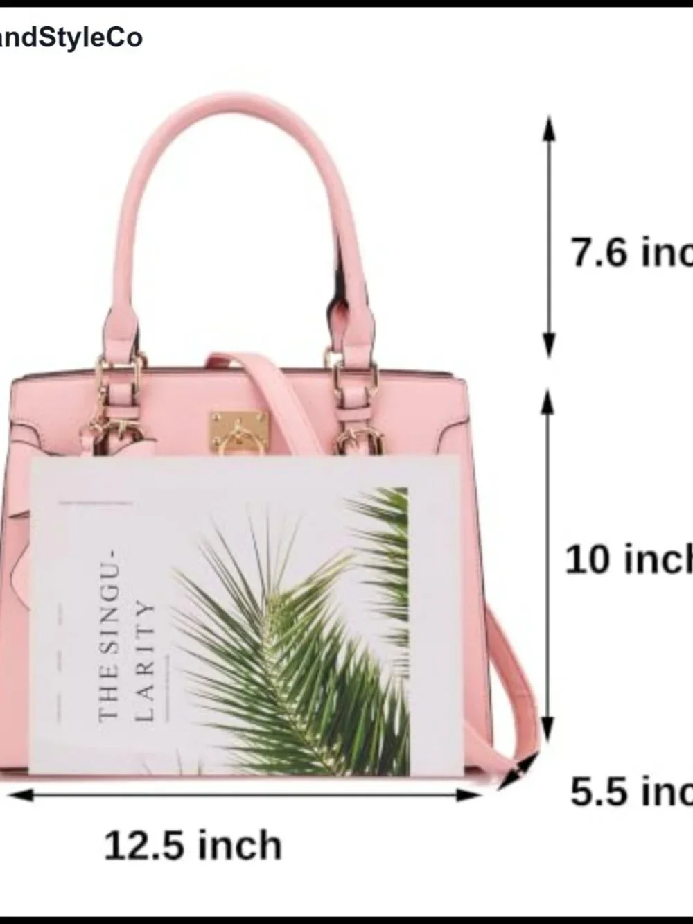 Women Vegan Leather Satchel Tote Handbag Wallet Set with Gold Hardware